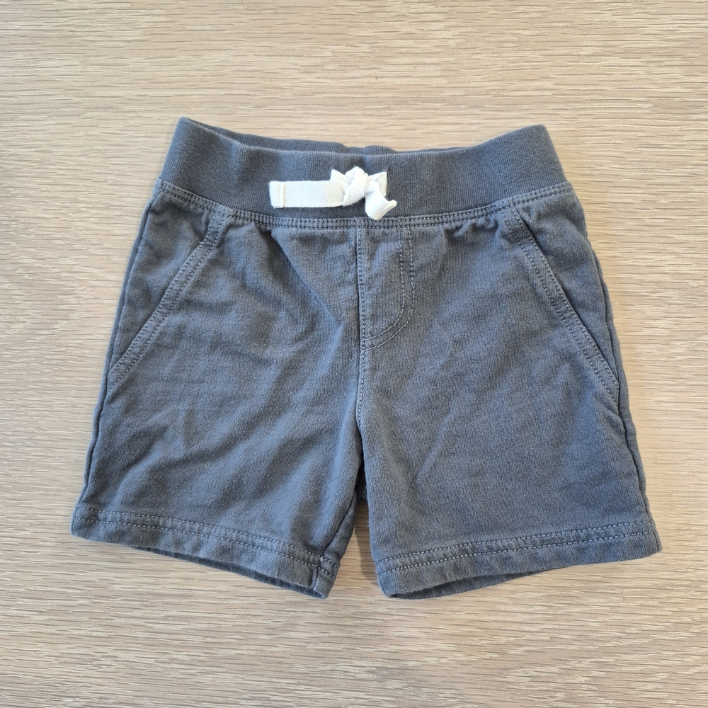 Toddler 18 Months Simple Joys Slate Gray Knit Shorts with Cream Drawstring